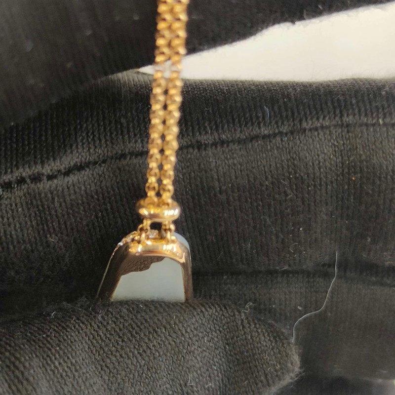 BVLGARI S號玫瑰金鑲鑽白貝母冰淇淋手鍊-15