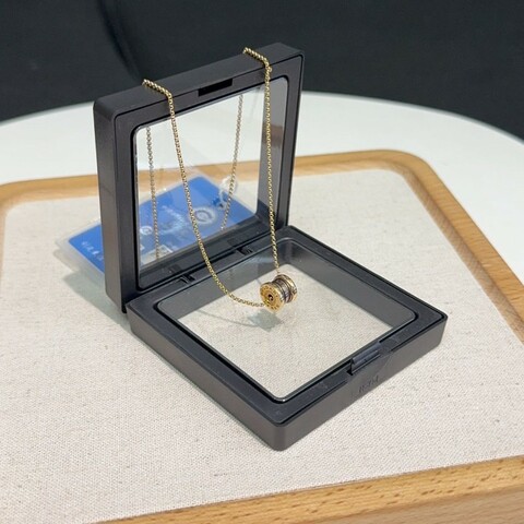 Bvlgari 18k玫瑰金棕色陶瓷彈簧項鍊 mini小蠻腰