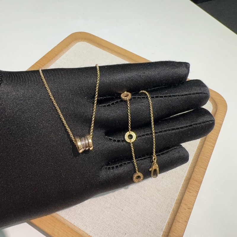 Bvlgari 18k玫瑰金棕色陶瓷彈簧項鍊 mini小蠻腰-2