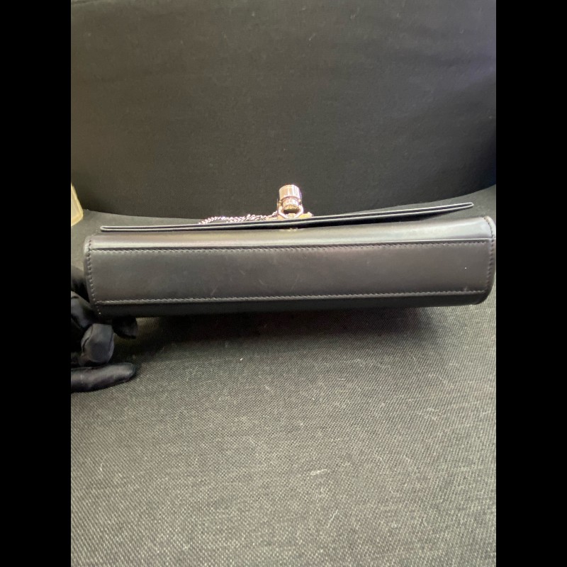 YSL kate流蘇光面牛皮黑銀鏈條包 經典logo裝飾-10