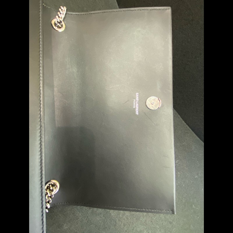 YSL kate流蘇光面牛皮黑銀鏈條包 經典logo裝飾-14