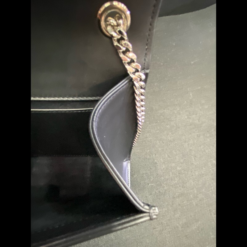 YSL kate流蘇光面牛皮黑銀鏈條包 經典logo裝飾-20