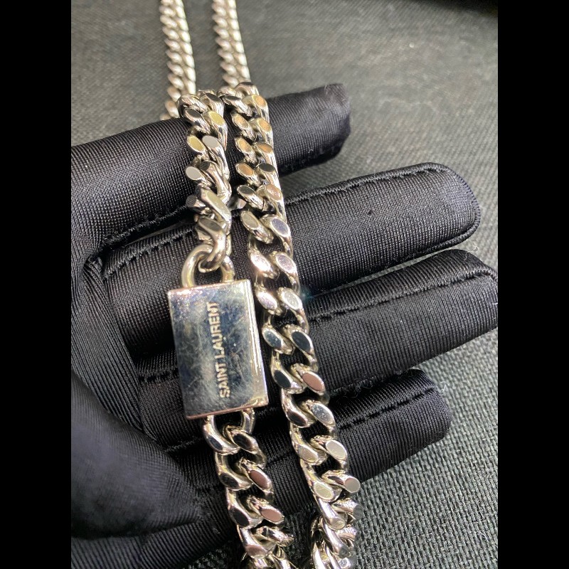 YSL kate流蘇光面牛皮黑銀鏈條包 經典logo裝飾-23