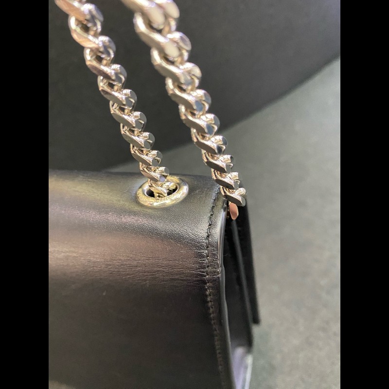 YSL kate流蘇光面牛皮黑銀鏈條包 經典logo裝飾-24