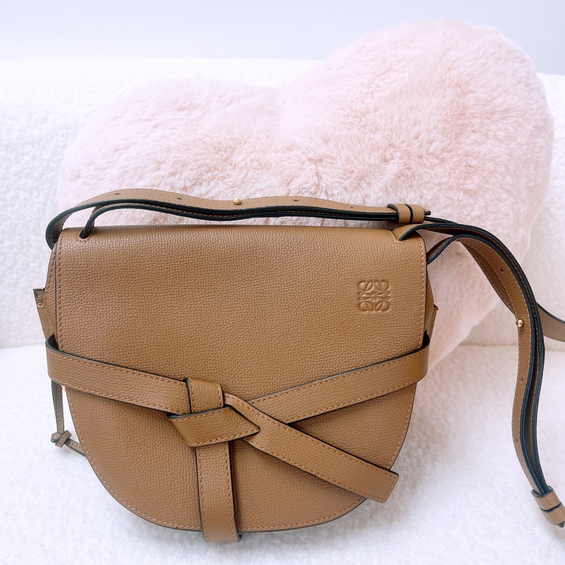 Loewe dual gate 小號棕色馬鞍包-0