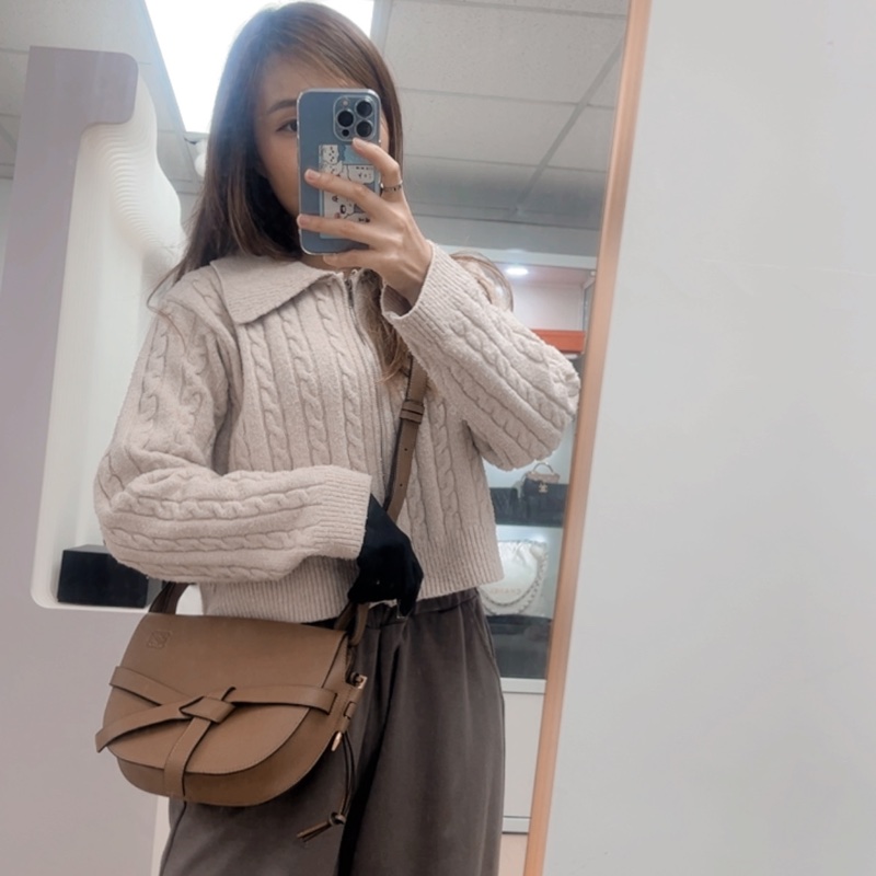 Loewe dual gate 小號棕色馬鞍包-12