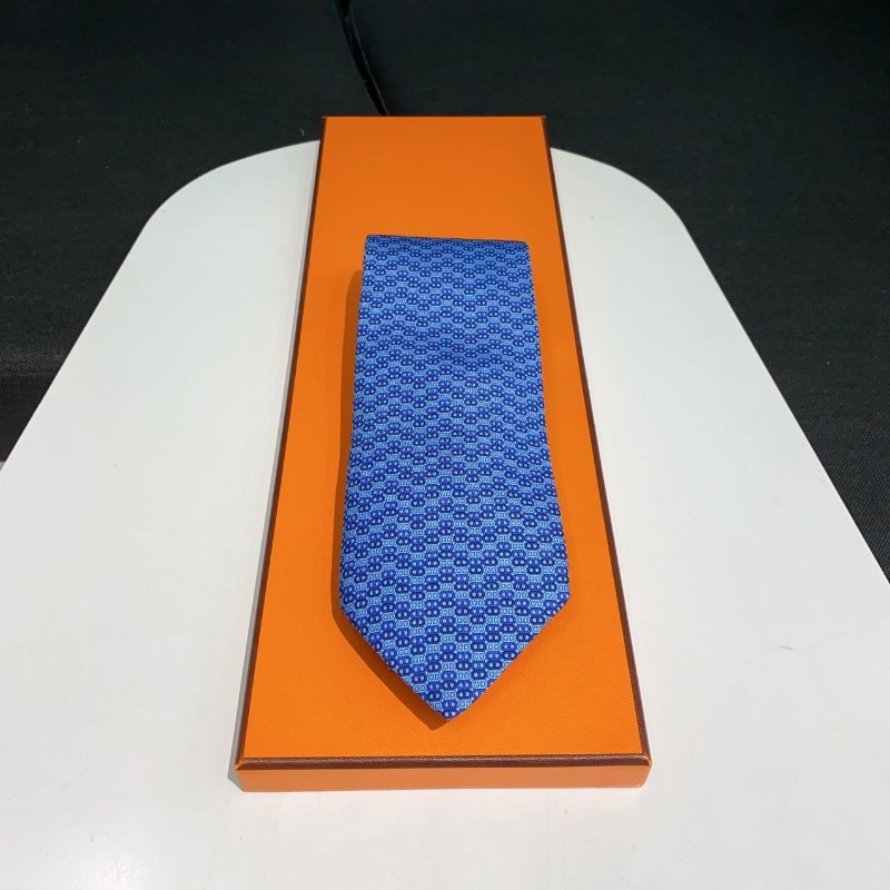 送禮精品❤️Hermes 豬鼻子藍色領帶-4