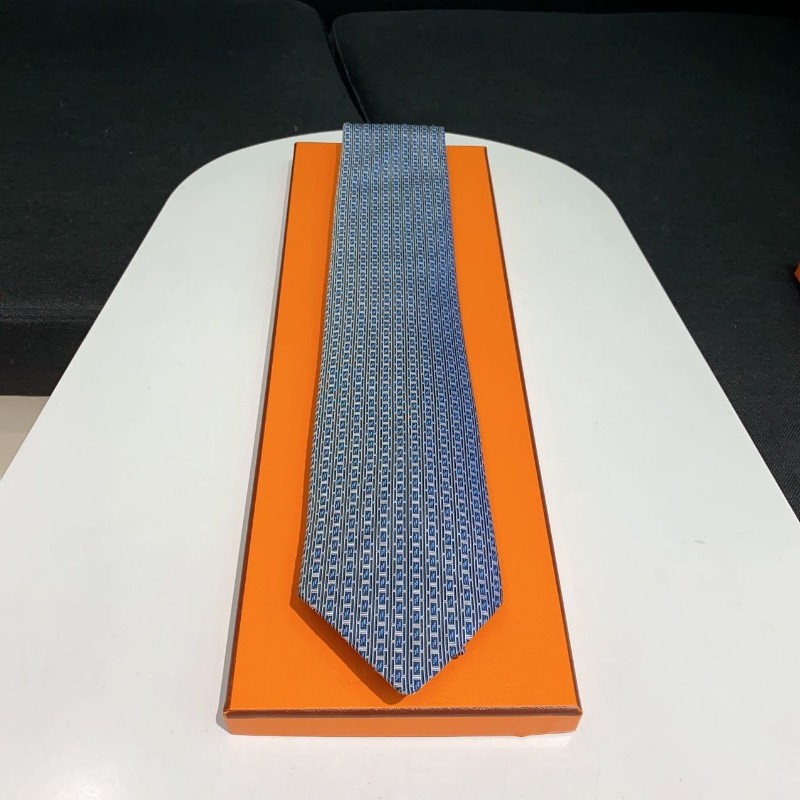 送禮精品❤️Hermes 藍色格紋領帶👔-1