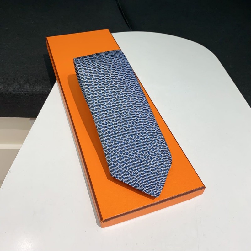 送禮精品❤️Hermes 藍色格紋領帶👔-3