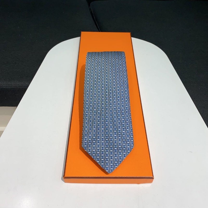 送禮精品❤️Hermes 藍色格紋領帶👔-4