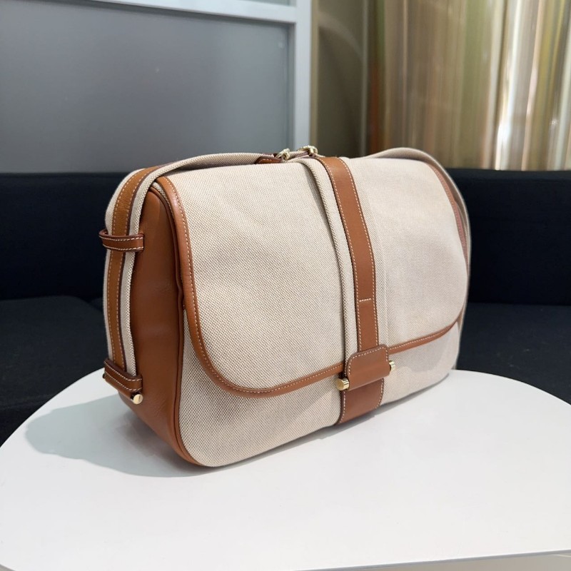 Hermes bourlingue金棕拼帆布銀扣郵差肩背包-1