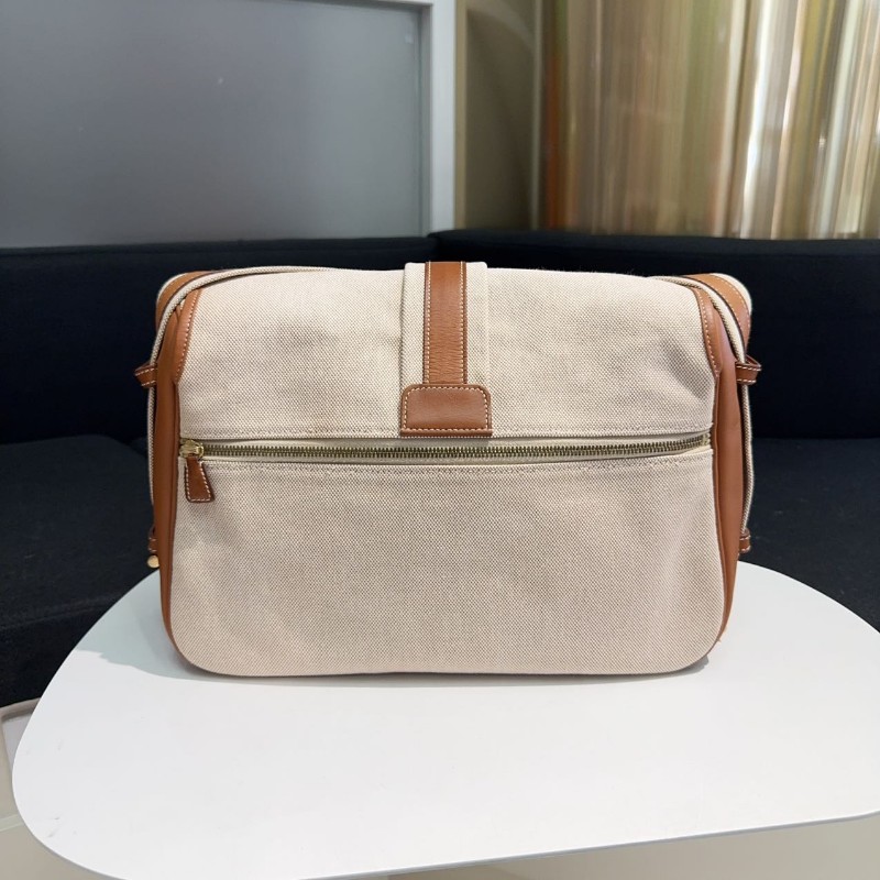 Hermes bourlingue金棕拼帆布銀扣郵差肩背包-3