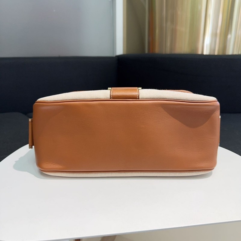 Hermes bourlingue金棕拼帆布銀扣郵差肩背包-4