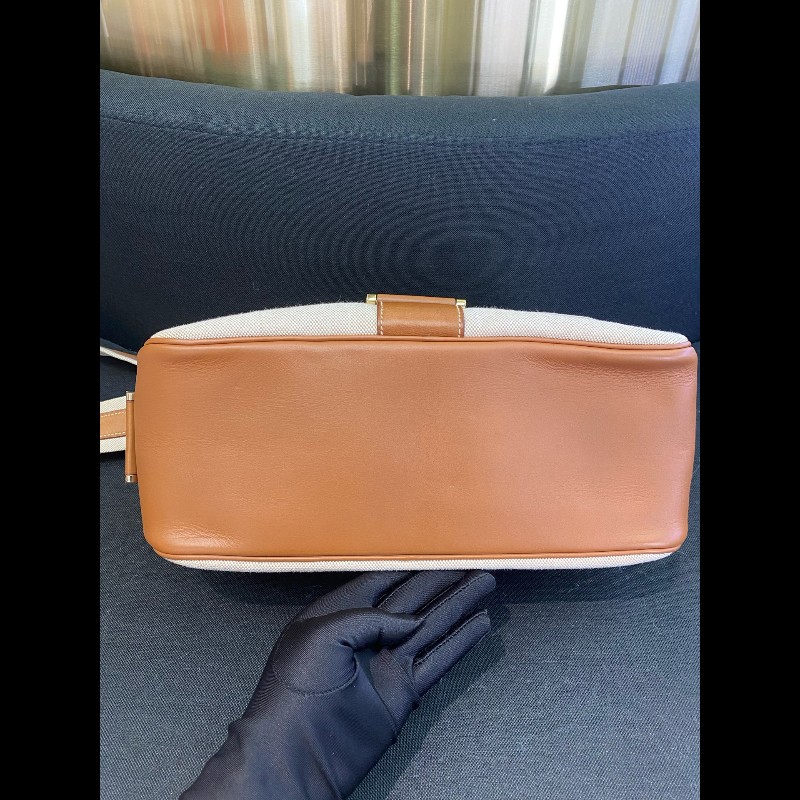 Hermes bourlingue金棕拼帆布銀扣郵差肩背包-10