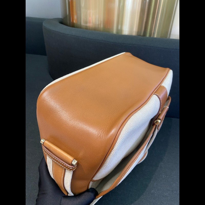 Hermes bourlingue金棕拼帆布銀扣郵差肩背包-12