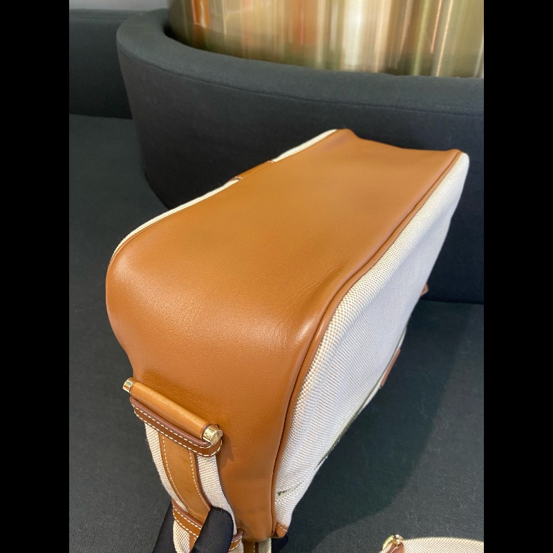 Hermes bourlingue金棕拼帆布銀扣郵差肩背包-14