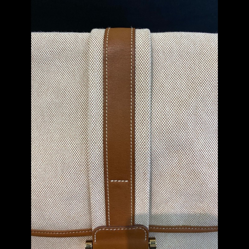 Hermes bourlingue金棕拼帆布銀扣郵差肩背包-19
