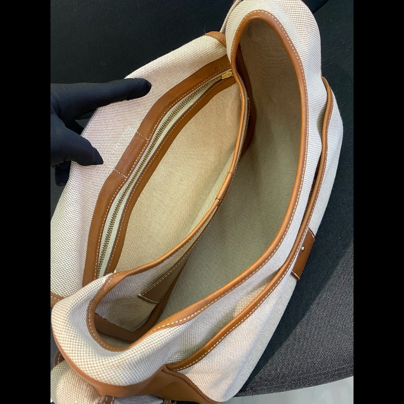 Hermes bourlingue金棕拼帆布銀扣郵差肩背包-21