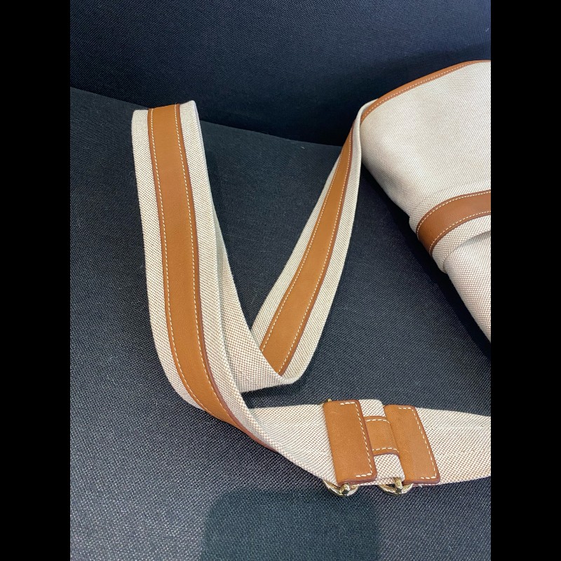 Hermes bourlingue金棕拼帆布銀扣郵差肩背包-28