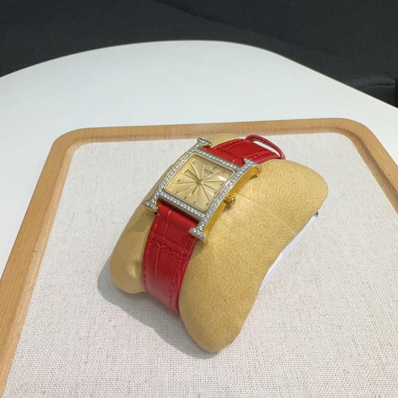 Hermes H系列HH1.201橘黃色錶盤石英女士手錶腕錶-2