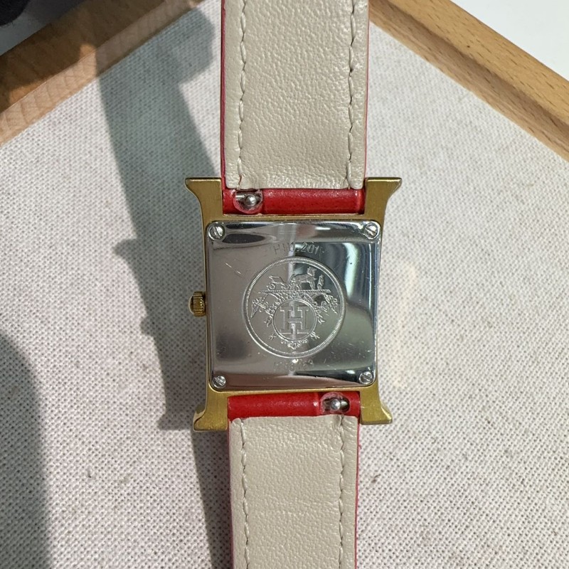 Hermes H系列HH1.201橘黃色錶盤石英女士手錶腕錶-4