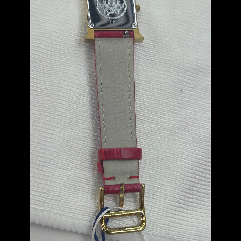 Hermes H系列HH1.201橘黃色錶盤石英女士手錶腕錶-10