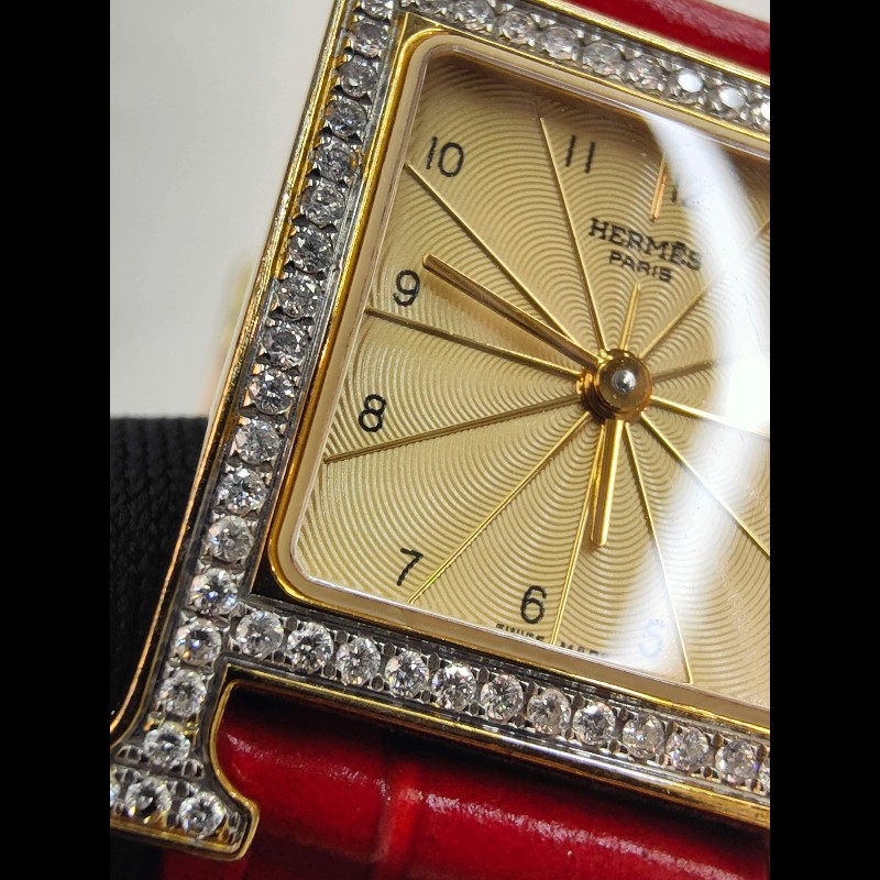 Hermes H系列HH1.201橘黃色錶盤石英女士手錶腕錶-26