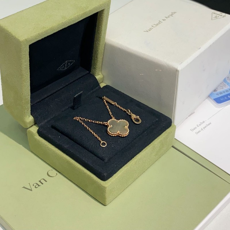 VCA/梵克雅寶中號玫瑰金灰貝母項鍊-0