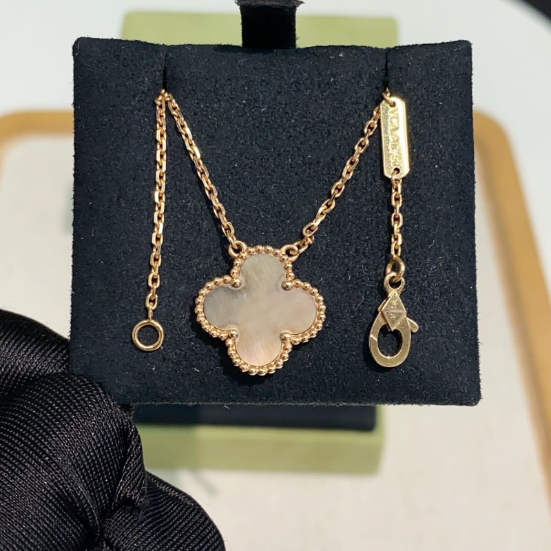 VCA/梵克雅寶中號玫瑰金灰貝母項鍊-1