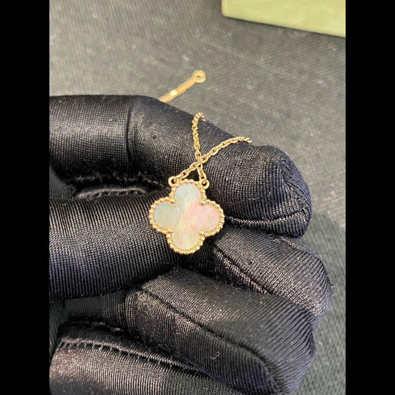 VCA/梵克雅寶中號玫瑰金灰貝母項鍊-8