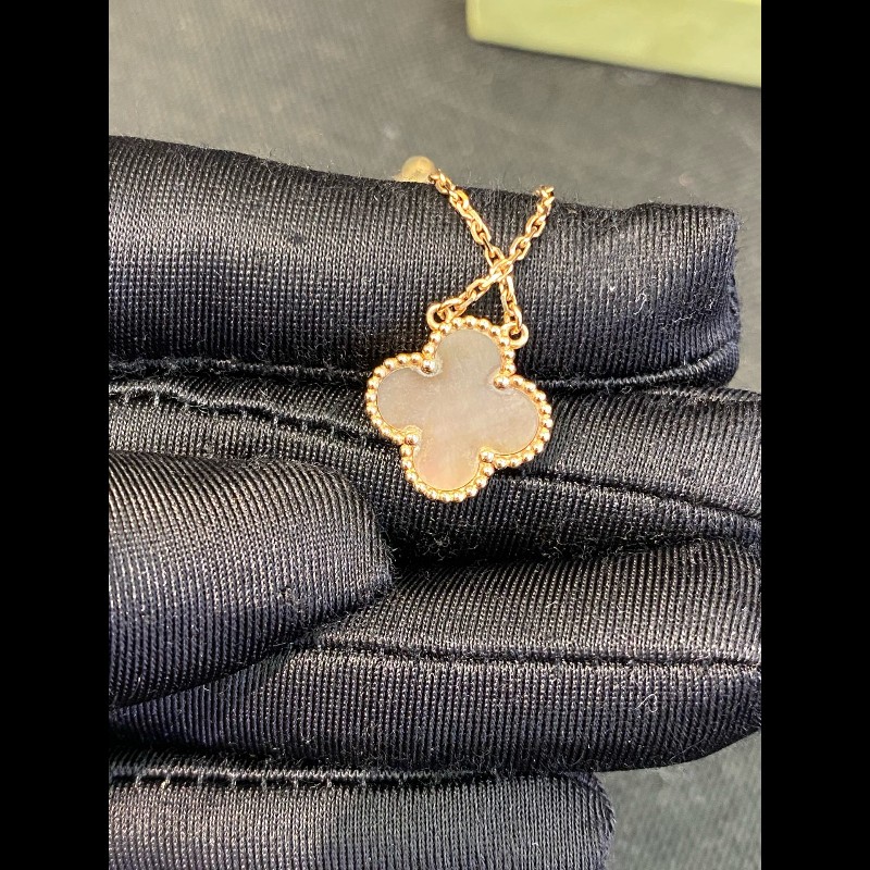 VCA/梵克雅寶中號玫瑰金灰貝母項鍊-19