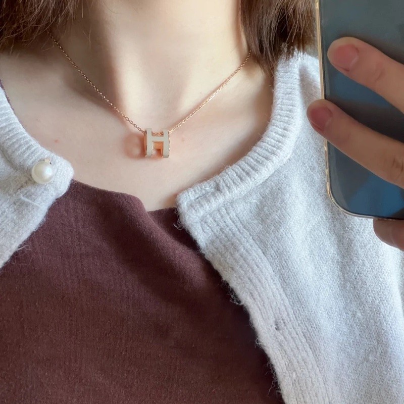 🌟全新🌟Hermes mini Pop H 項鍊|奶茶色/栗子色 全新未使用品💯-4