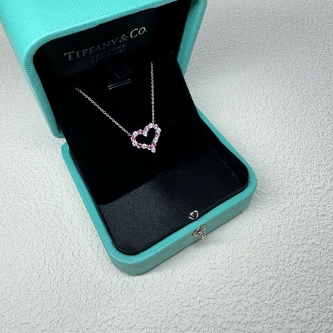 Tiffany & Co 紅寶石鑽石愛心項鍊
