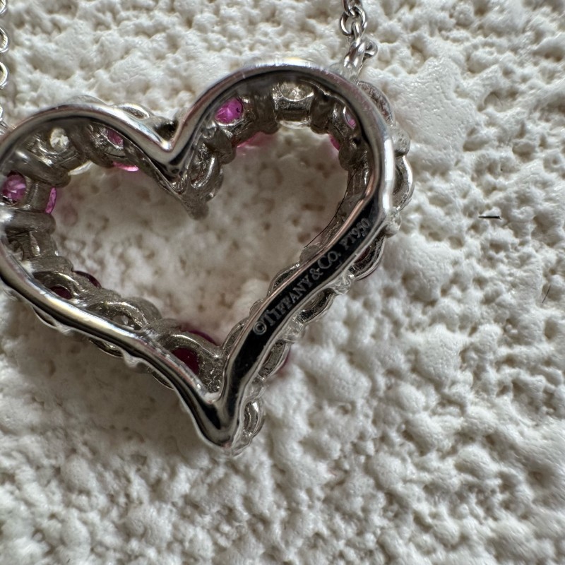 Tiffany & Co 紅寶石鑽石愛心項鍊-4