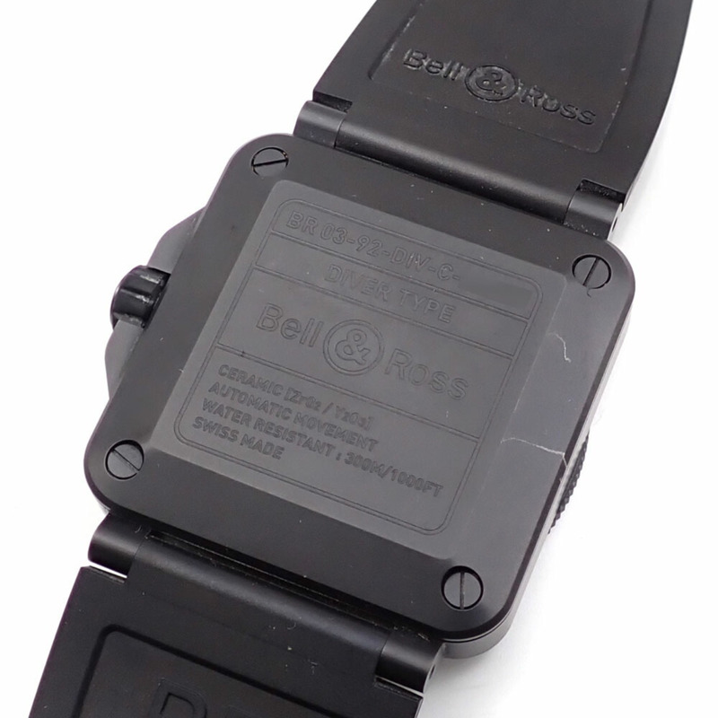 Bell & Ross 潛水員黑色霧面男士自動腕錶，配陶瓷和橡膠錶帶，型號 BR0392-D-BL-CE/SRB，A4044929-2