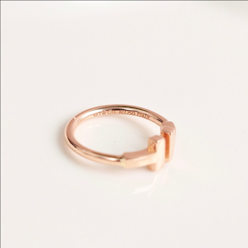 TIFFANY經典雙T系列 18K玫瑰金雙T戒指～46碼-8