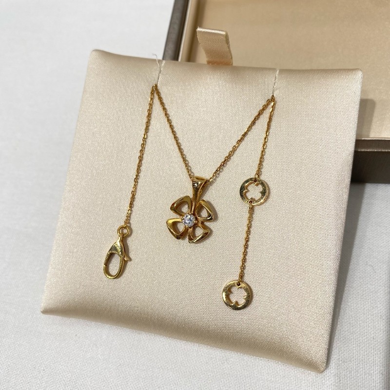 Bvlgari 詠綻系列 鑲鑽花朵項鍊-5