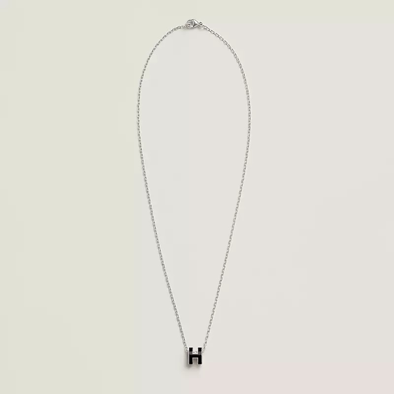 25年購證/🌟全新🌟Hermes mini Pop H 項鍊|奶茶色/栗子色 全新未使用品💯 黑色 銀扣-1