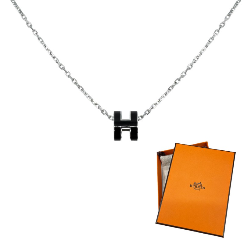 25年購證/🌟全新🌟Hermes mini Pop H 項鍊|奶茶色/栗子色 全新未使用品💯 黑色 銀扣-3