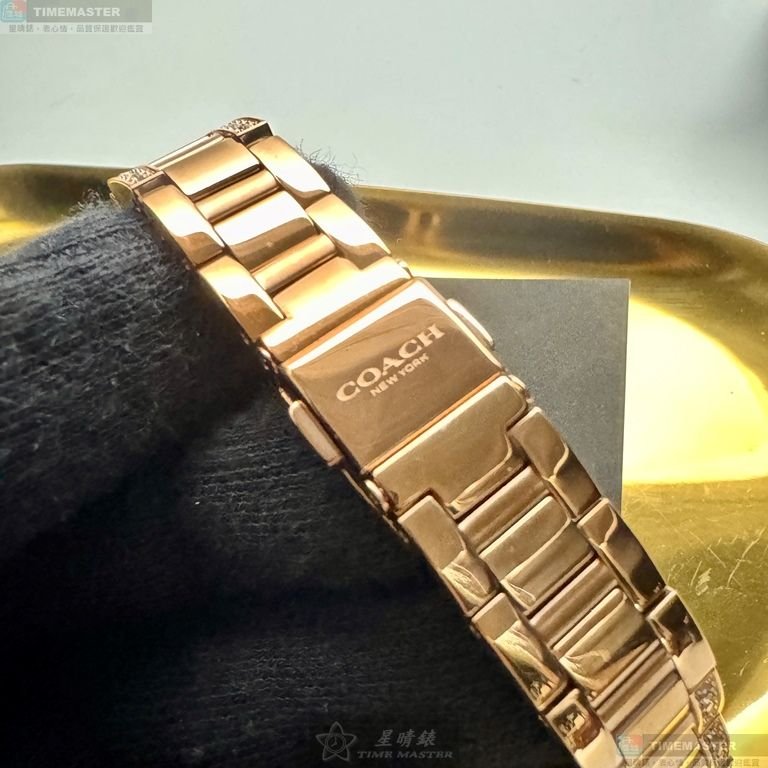 COACH手錶,編號CH00250,26mm玫瑰金圓形精鋼錶殼,白色簡約, 中二針顯示錶面,玫瑰金色精鋼錶帶款-8