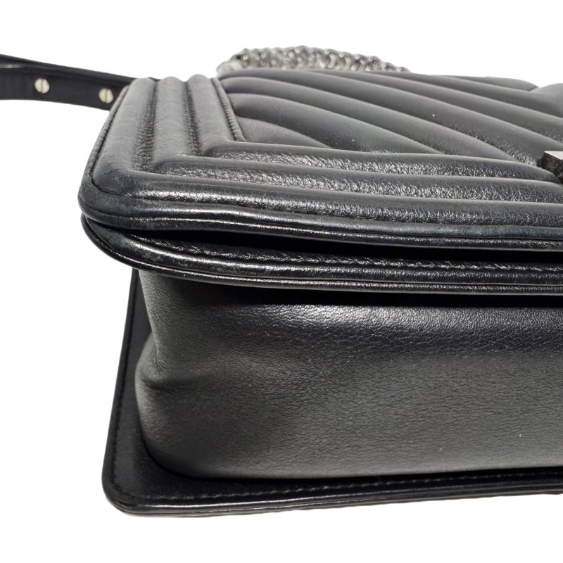 【2403】香奈兒 Chanel Le Boy 中號 黑色 小牛皮 斜挎包-8