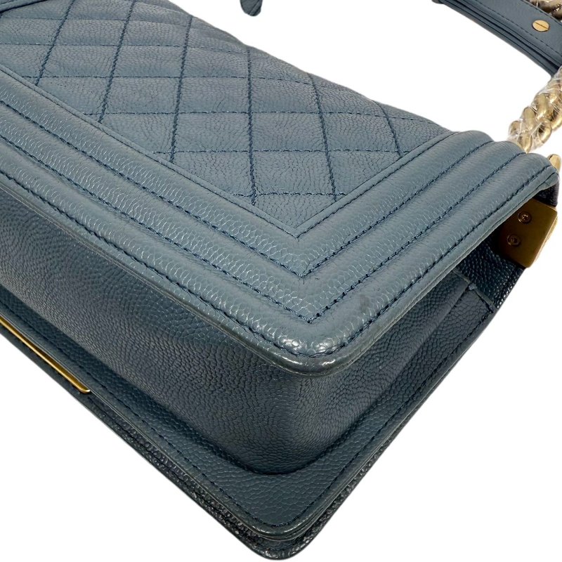 【2507】香奈兒  Chanel Le Boy 湖水綠 斜挎包 荔枝皮 小號 金扣-9