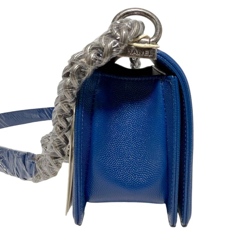 【2503】香奈兒 Chanel Le Boy 藍銀色 斜挎包 荔枝皮 小號 銀扣-2