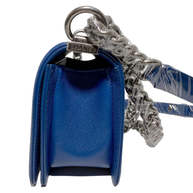 【2503】香奈兒 Chanel Le Boy 藍銀色 斜挎包 荔枝皮 小號 銀扣-3