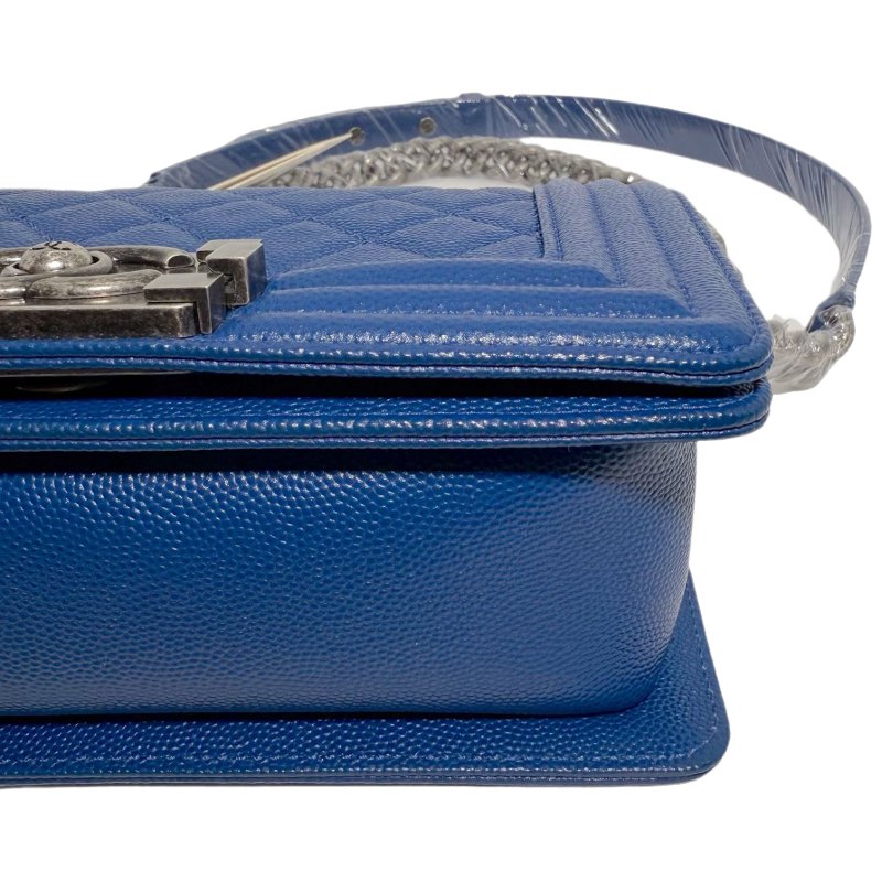 【2503】香奈兒 Chanel Le Boy 藍銀色 斜挎包 荔枝皮 小號 銀扣-8