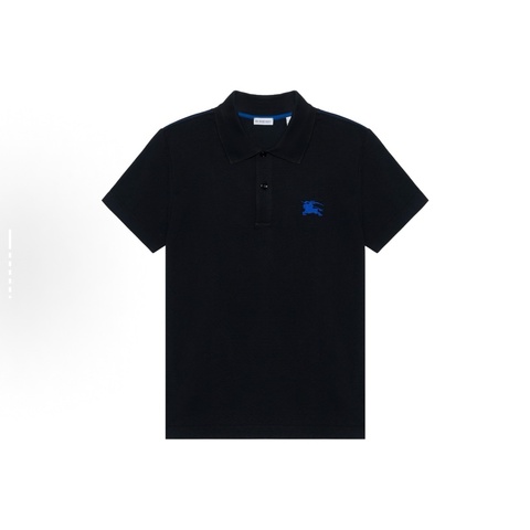 Burberry馬術騎士徽標刺繡修身短袖Polo衫 男款 黑色