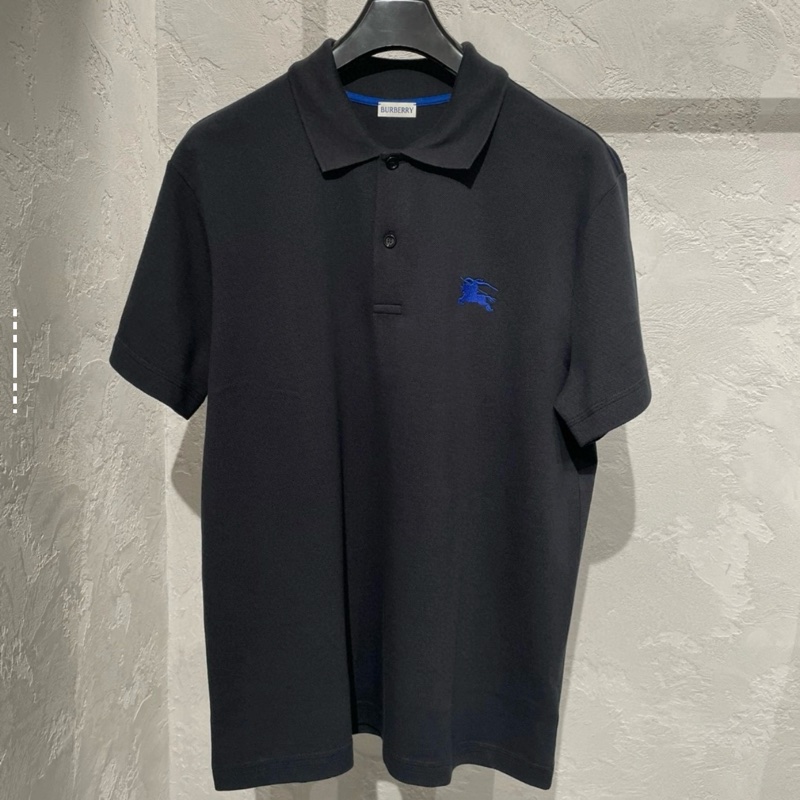 Burberry馬術騎士徽標刺繡修身短袖Polo衫 男款 黑色-2