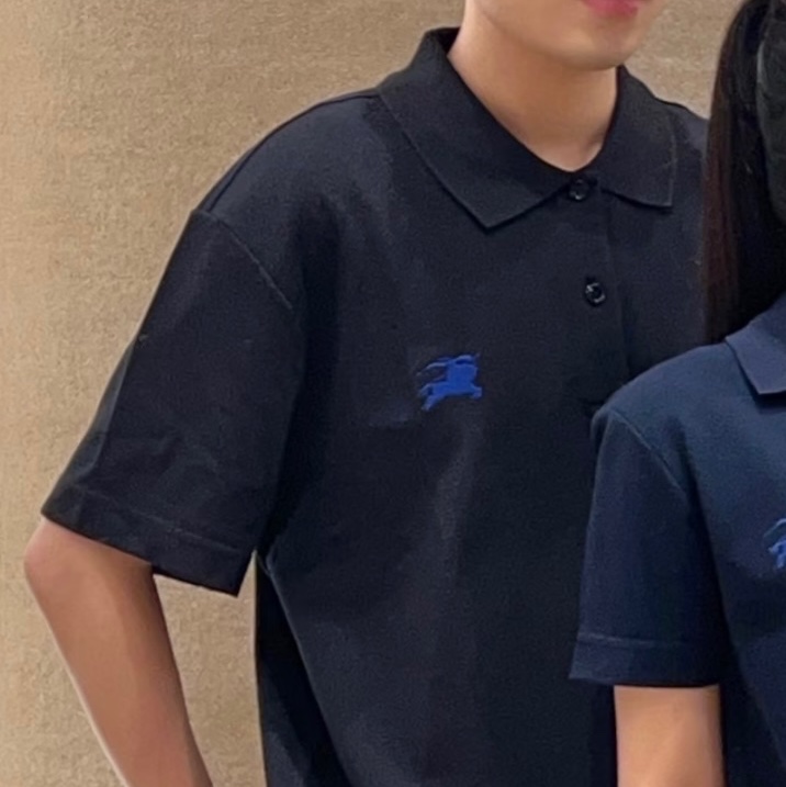 Burberry馬術騎士徽標刺繡修身短袖Polo衫 男款 黑色-5