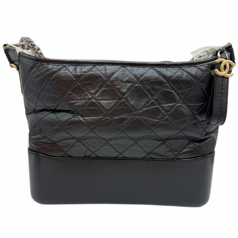 【2049】香奈兒  Chanel Gabrielle 流浪包 黑色 中號 小牛皮 斜挎包