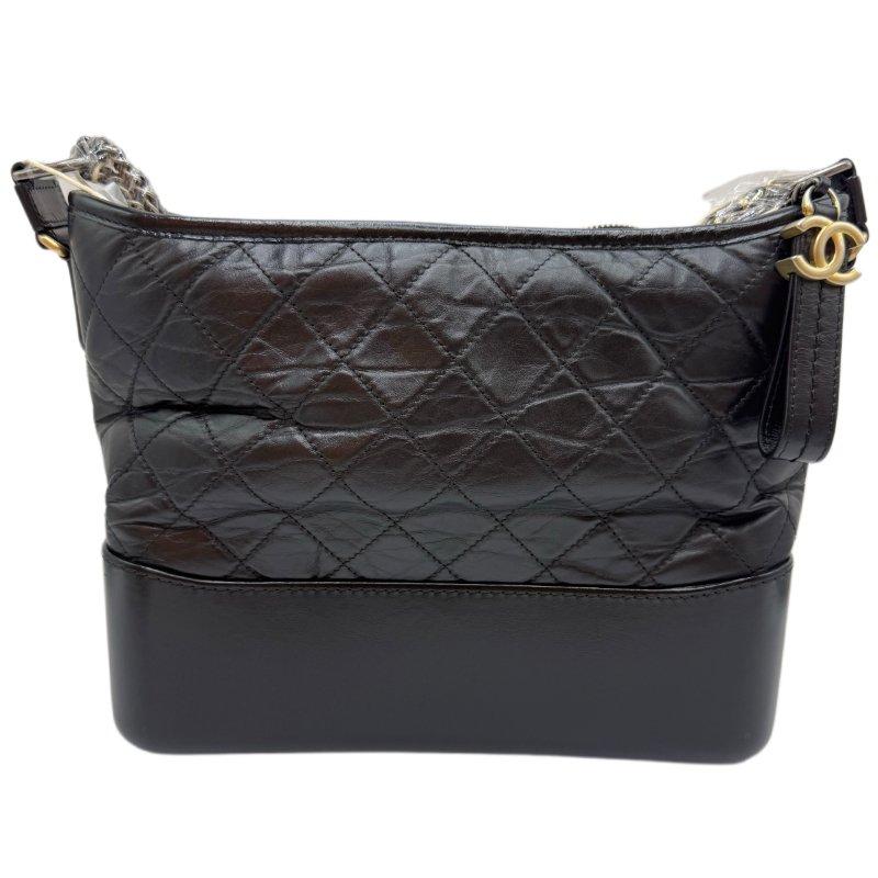 【2049】香奈兒  Chanel Gabrielle 流浪包 黑色 中號 小牛皮 斜挎包-0